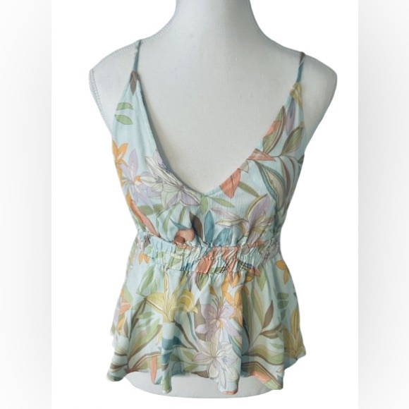 Sea foam Blue O’Neill Floral Tank Top Tropical Brach Medium Pastel Multicolor - Picture 1 of 13